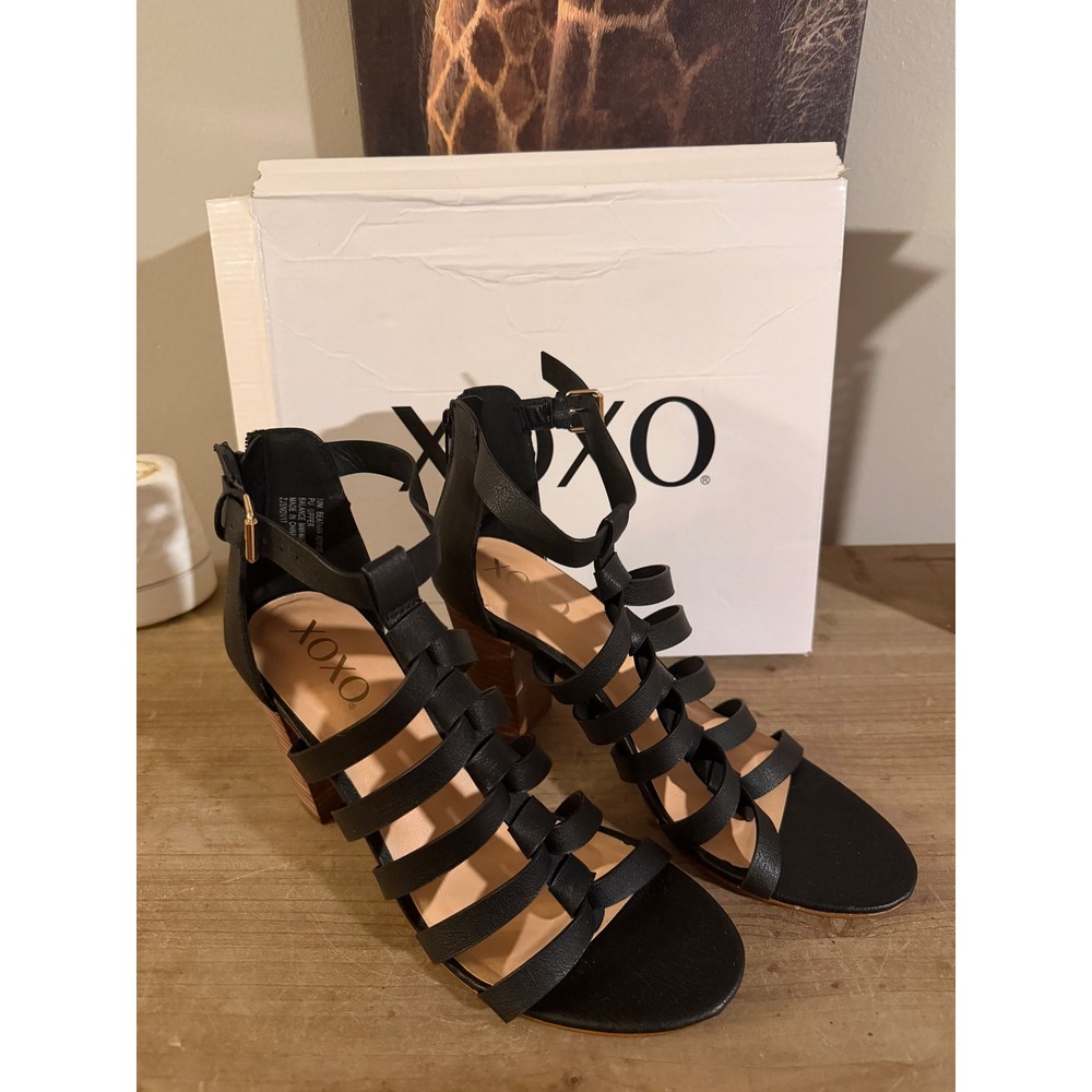 XOXO Women's Bethan Black Gladiator Heeled Sandals‎ Size 10M